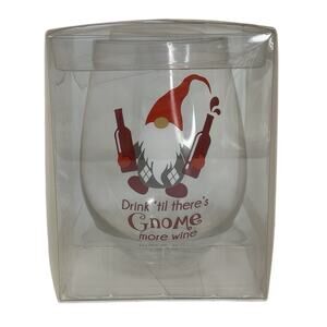 GANZ "Drink 'til there's GNOME More Wine" Wine Glass 32oz Holds Full Bottle NIB